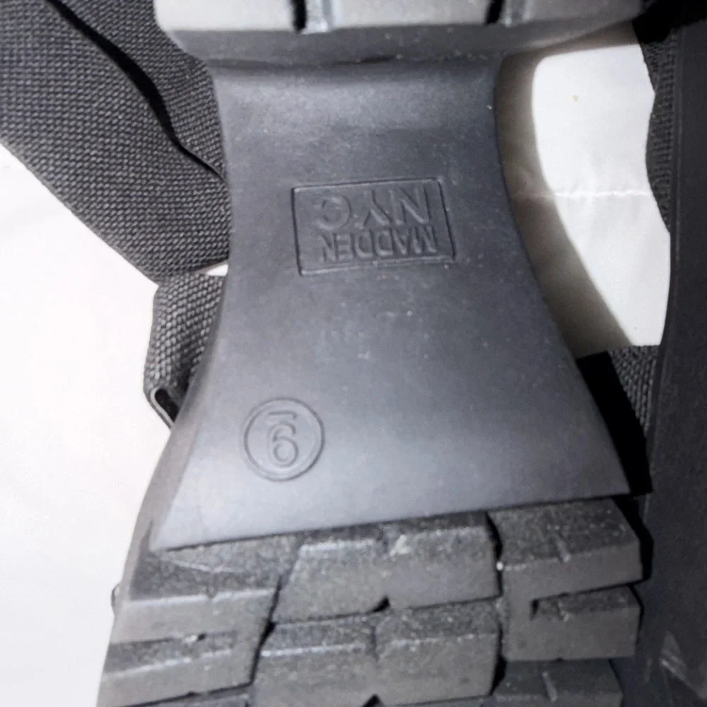 Steve Madden Black Chunky Heel Sandals - Picture 3 of 9